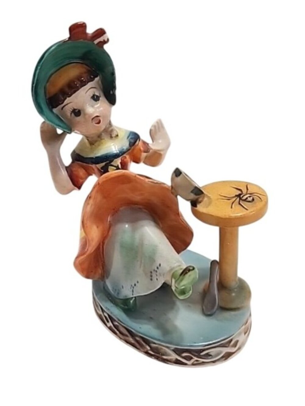 Vintage Little Miss Muffet Ceramic Figurine 5" Hand-Painted Japan Nursery Rhyme